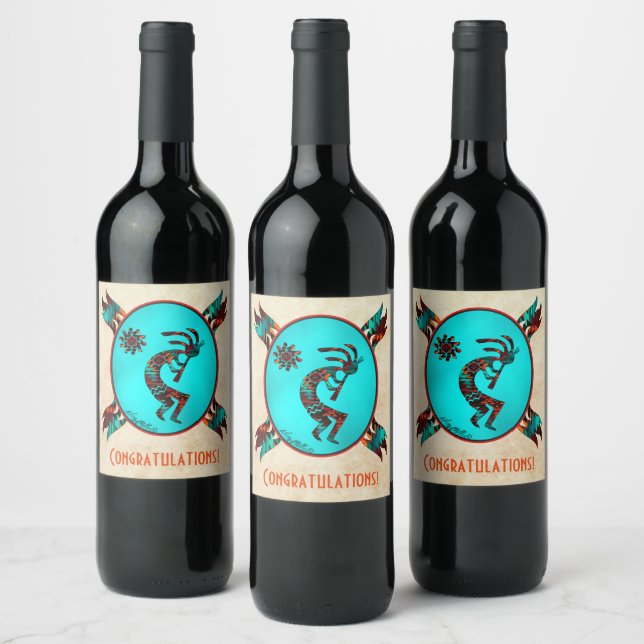 Étiquette à vin Kokopelli Sud-Ouest (Bouteilles)