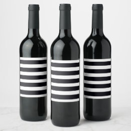 Étiquette à vin rayé noir et blanc moderne