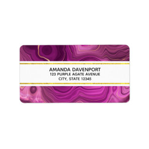 Étiquette Abstrait Royal Purple Et Gold Agate