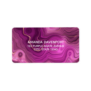 Étiquette Abstrait Royal Purple Et Gold Agate