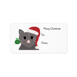 Étiquette adorable chat de Noël