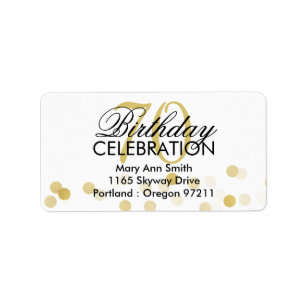 Étiquette Adresse 70e anniversaire Gold Foil Parties scintil