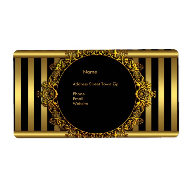 Étiquette Adresse Black Gold Stripe (Devant)