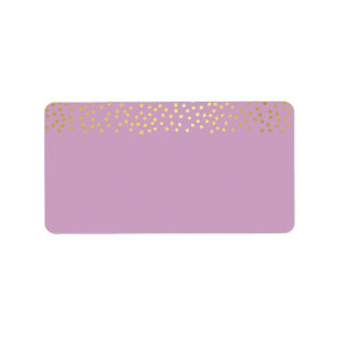 Étiquette ADRESSE chic rustique faux or confetti violet
