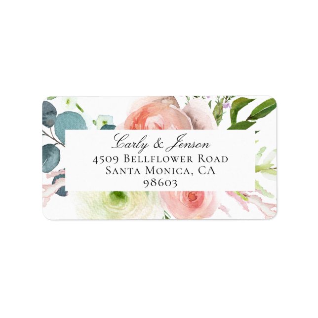 Étiquette Adresse d'arrangement floral rose et blanc (Devant)