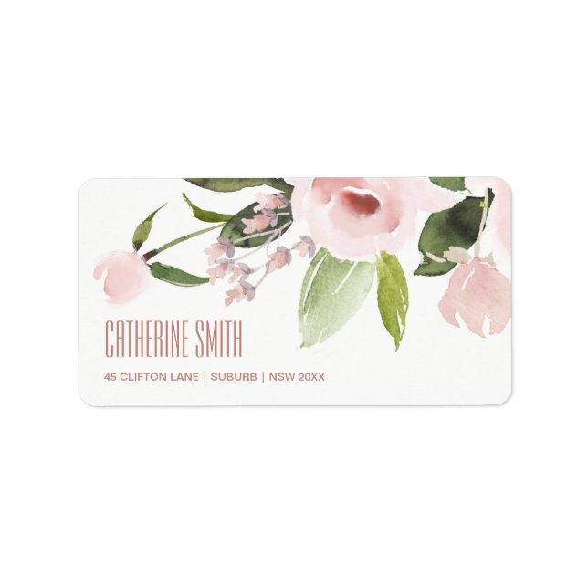 ÉTIQUETTE ADRESSE DE BUNCH FLORALE ROSE ROSE BLANC SOUS-COUL (Devant)