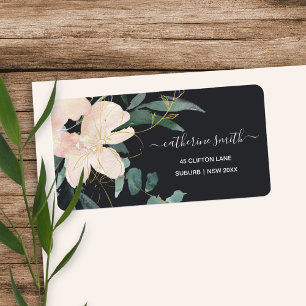 ÉTIQUETTE ADRESSE DE COULEUR D'EAU DE BUNCH FLORAL BLACK BLE
