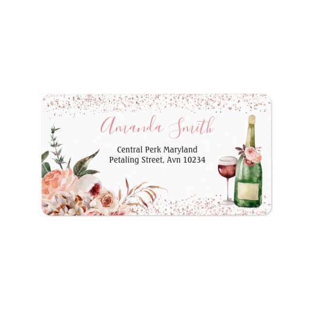 Étiquette Adresse de Fête des mariées rose pâle pour aimer (Devant)