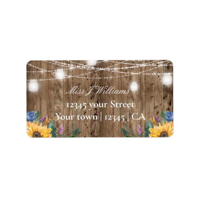 Étiquette Adresse de la douche de mariée Budget Barn Bois &  (Devant)