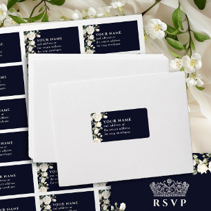 Étiquette Adresse de l'enveloppe RSVP Roses Bleues Bleues Fo