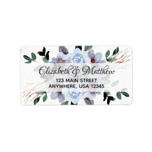 Étiquette Adresse de retour aquarelle florale violette