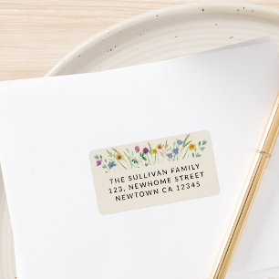 Étiquette Adresse de retour Beige Fleur Sauvage