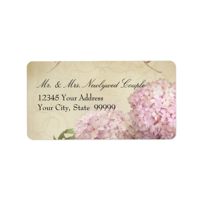 Étiquette Adresse de retour correspondant Mariage Hydrangea  (Devant)