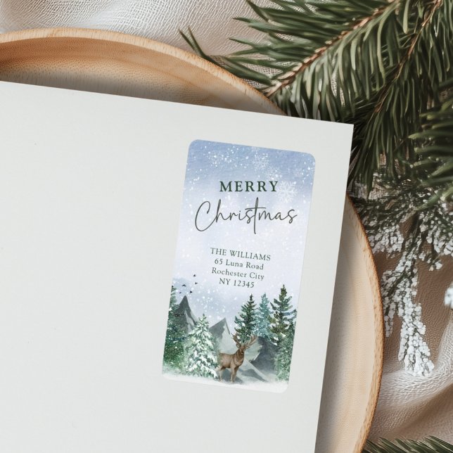 Étiquette Adresse de retour de l'aquarelle verte de Noël per (Créateur téléchargé)