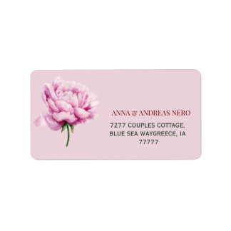 Étiquette Adresse de Retour de Mariage Floral Pivoine