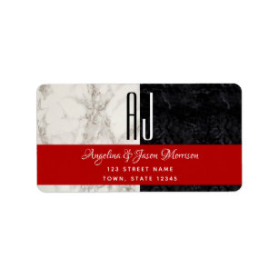 Étiquette Adresse de retour de mariage noir et blanc