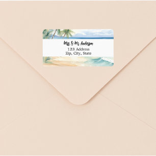 Étiquette Adresse de retour de plage tropicale