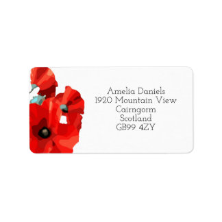 Étiquette Adresse de retour de Red Poppy étonnante