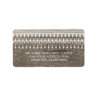 Étiquette Adresse de retour Dentelle Vintage rustique Bois P