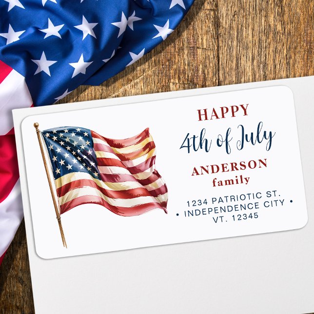 Étiquette Adresse de retour d'indicateur américain 4 juillet (Créateur téléchargé)