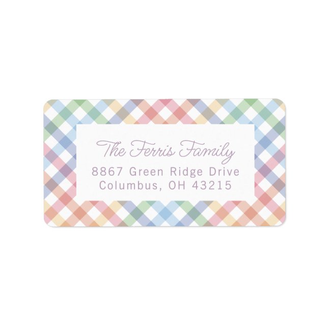 Étiquette Adresse de retour du baby shower mignon plaid Rain (Devant)