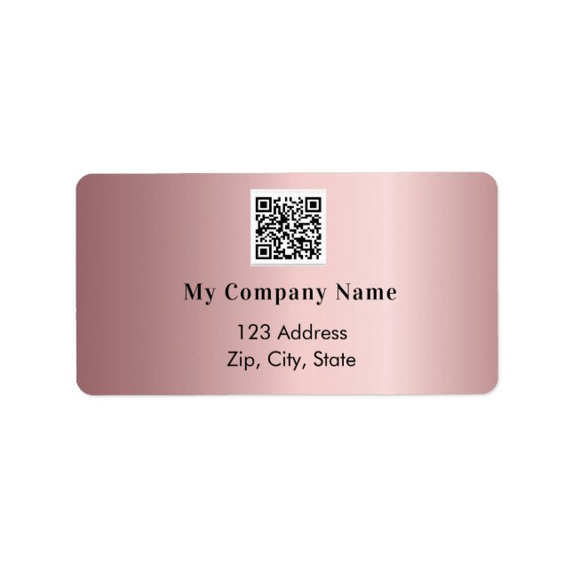 Étiquette Adresse de retour du code qr d'entreprise rose (Devant)