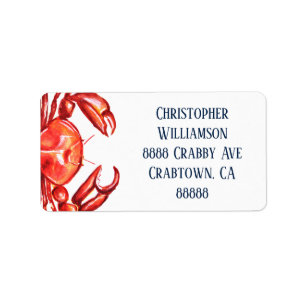 Étiquette Adresse de retour du crabe d'aquarelle