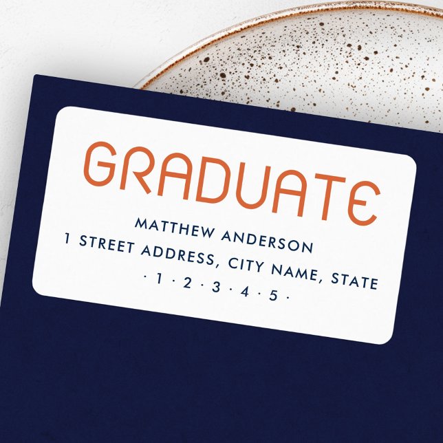 Étiquette Adresse de retour du diplômé moderne (Modern graduation graduate return address label)