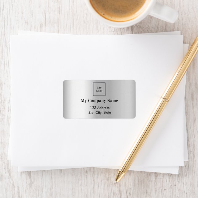 Étiquette Adresse de retour du logo de l'entreprise Silver (En situation)