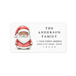 Étiquette Adresse de retour du Père Noël mignon pour Noël