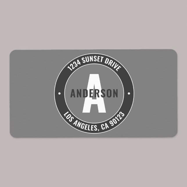 Étiquette Adresse de retour en gras Etc.| Gris (Créateur téléchargé)