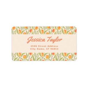 Étiquette Adresse de retour Fleur de Tulipe Rétro Groovy