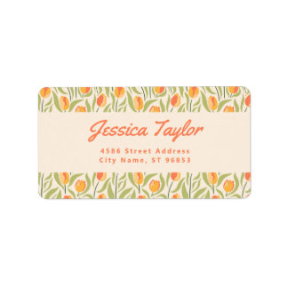 Étiquette Adresse de Retour Fleur de Tulipe Rétro Groovy