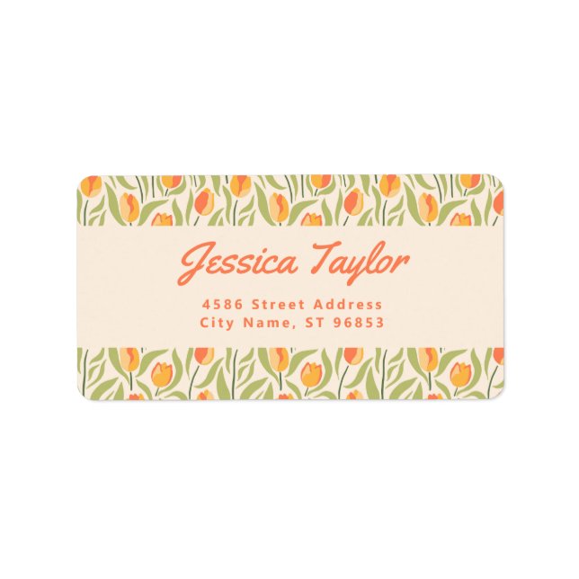 Étiquette Adresse de Retour Fleur de Tulipe Rétro Groovy (Devant)