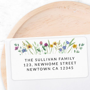 Étiquette Adresse de retour Fleur Sauvage Colorée