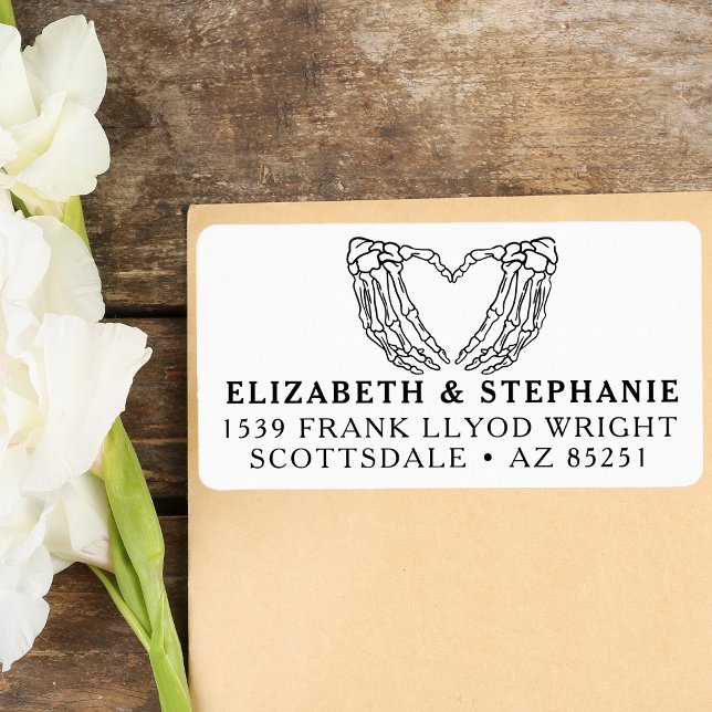 Étiquette Adresse de retour Goth Mariage Skeleton Heart Cust (Créateur téléchargé)