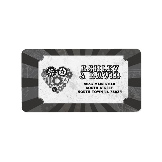 Étiquette Adresse de retour Label Mariage Steampunk Mariage (Devant)