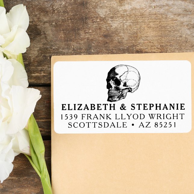Étiquette Adresse de retour Mariage gothique Vintage Crâne p (Créateur téléchargé)