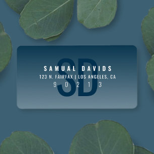 Étiquette Adresse de retour Modern Bold Blue Ombre