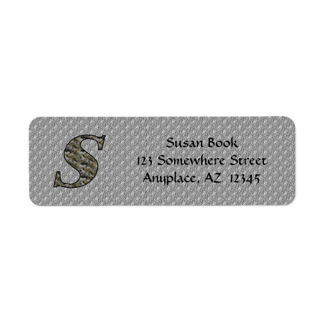 Étiquette adresse de retour Monogramme Initiale S  (Devant)