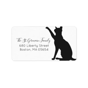 Étiquette Adresse de Retour Silhouette de Chat Noir
