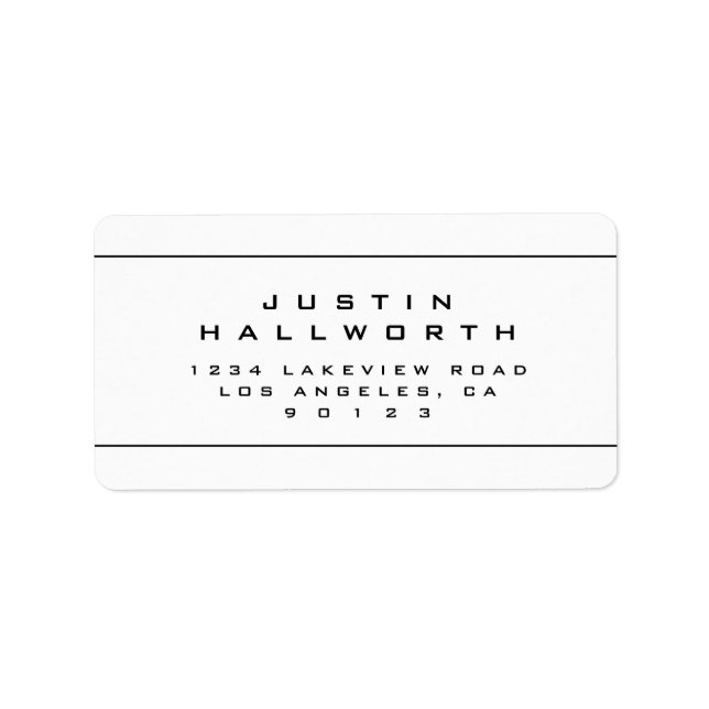 Étiquette Adresse de retour unique en noir et blanc (Devant)