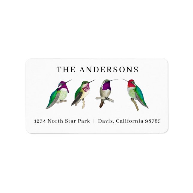 Étiquette Adresse des colibris (Devant)