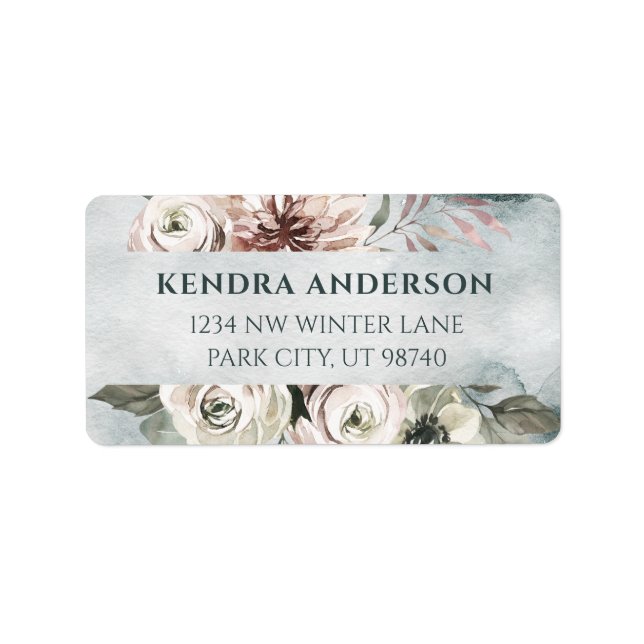 Étiquette Adresse des fleurs d'aquarelle (Devant)