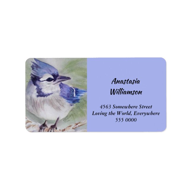 ÉTIQUETTE ADRESSE D'OISEAU BLEU DE COULEUR D'EAU (Devant)