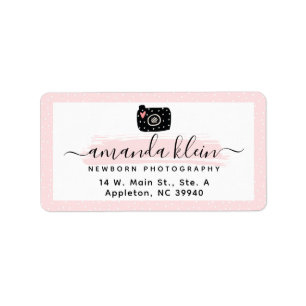 Étiquette Adresse du logo de l'appareil photo du photographe