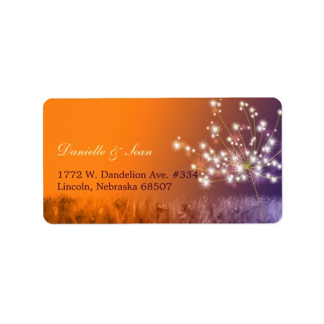 Étiquette Adresse du Mariage de Dandelion Twilight poétique (Devant)