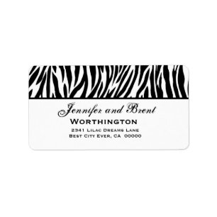 Étiquette Adresse du Mariage Zebra noir et blanc