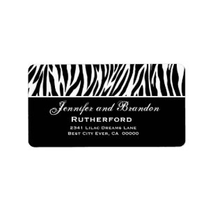 Étiquette Adresse du Mariage Zebra noir et blanc