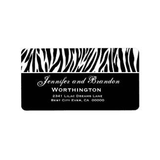 Étiquette Adresse du Mariage Zebra noir et blanc